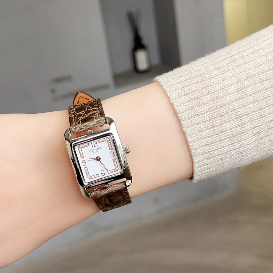 Hermès HEURE H Watch Classic H Shape Dial, White Enamel Face, Handcrafted Design