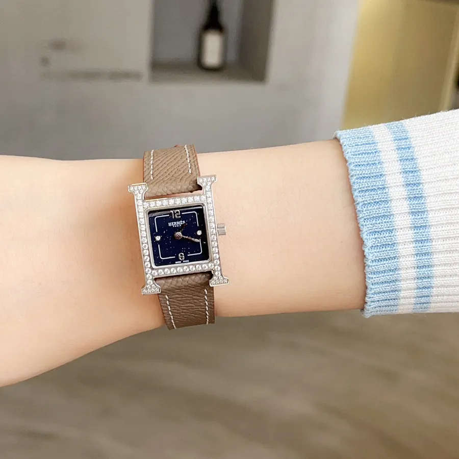 Heure H Watch with Feather Embellishment, Starry Dial