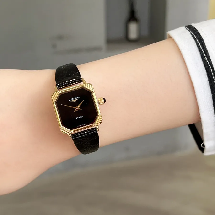 Vintage Longines Black Gold Watch Timeless Elegance