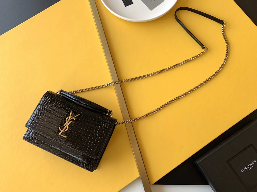 Y Family Sunset WOC Bucket Bag with Grained Calfskin and Gold Trim