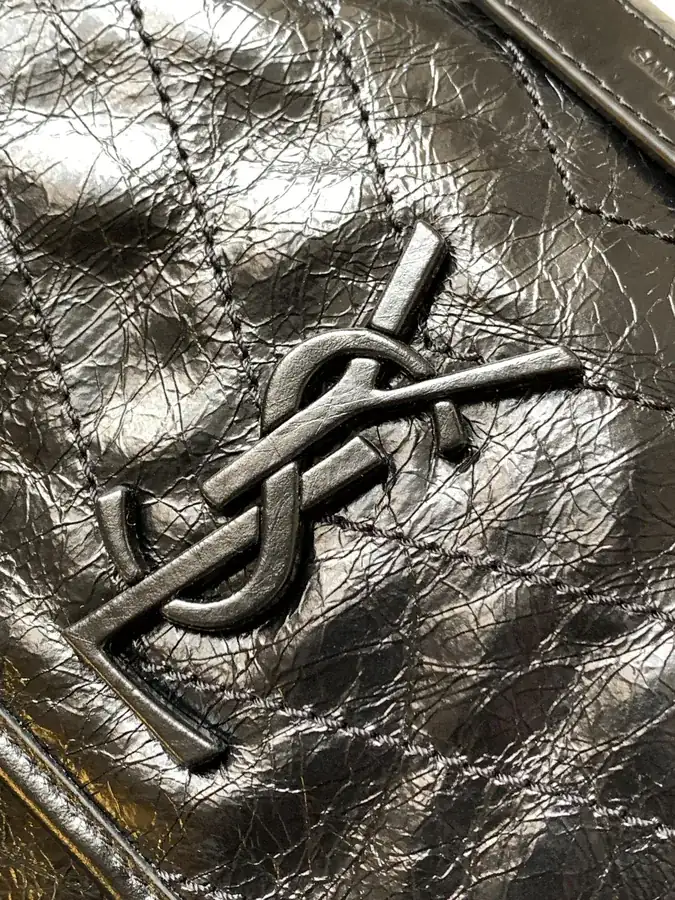 Niki Bucket Bag Black with Gold Chain Medium