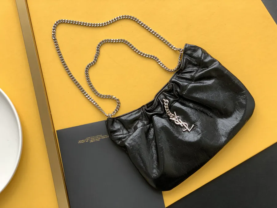 Mini Leather Shoulder Bag with Chain Details