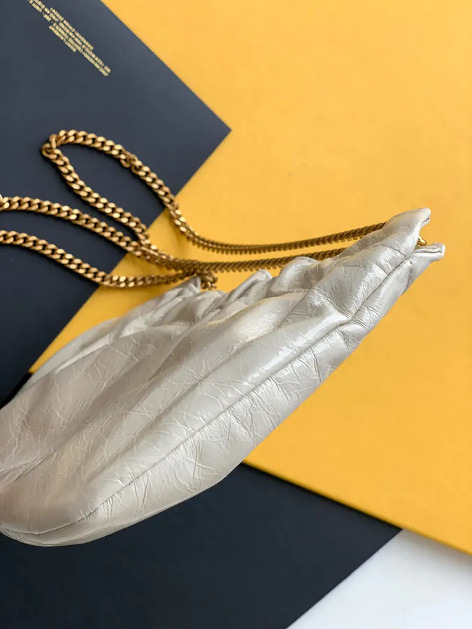 Mini Leather Shoulder Bag with Chain Details