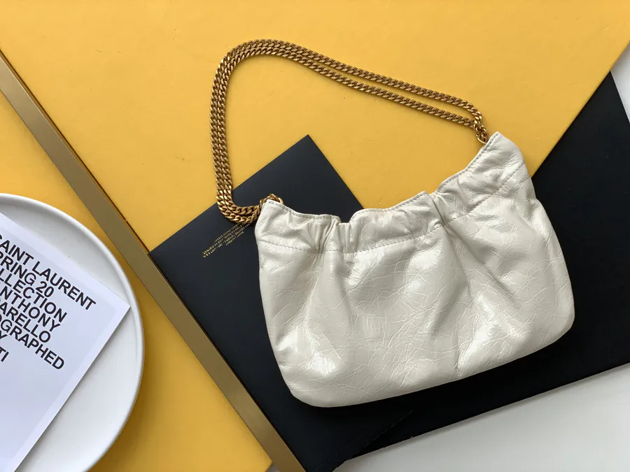 Mini Leather Shoulder Bag with Chain Details