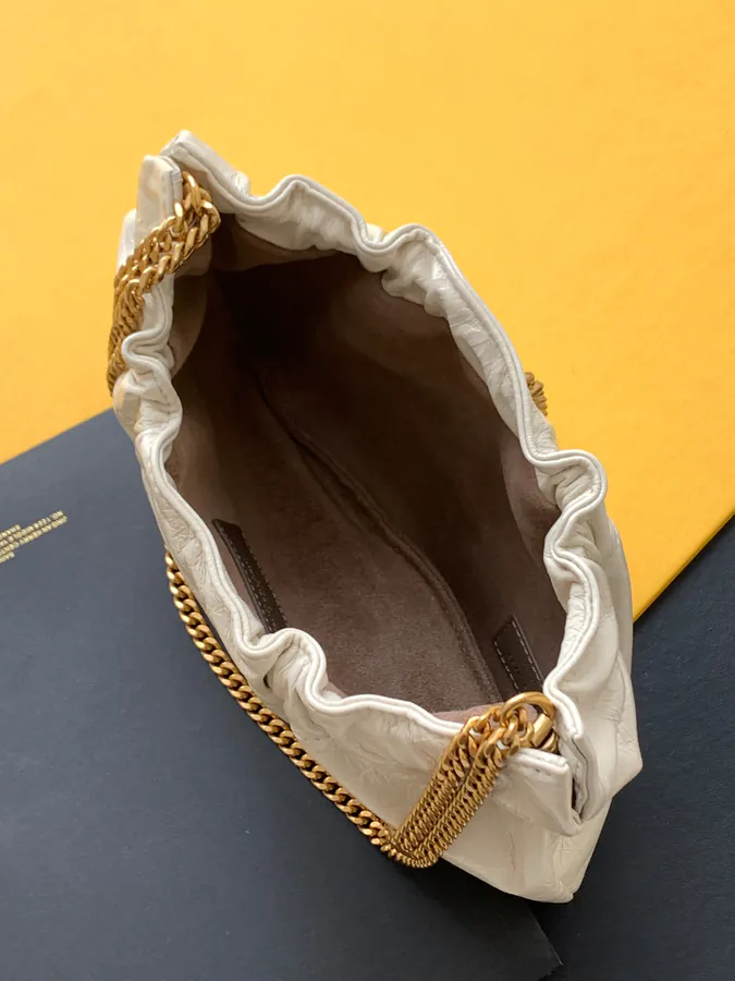 Mini Leather Shoulder Bag with Chain Details
