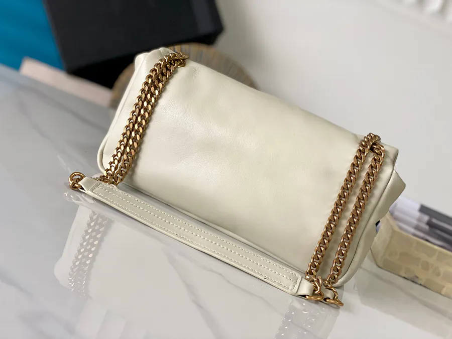 Calyposo Chain Bag Italian Lamb Leather, Y Brand Logo and Hardware