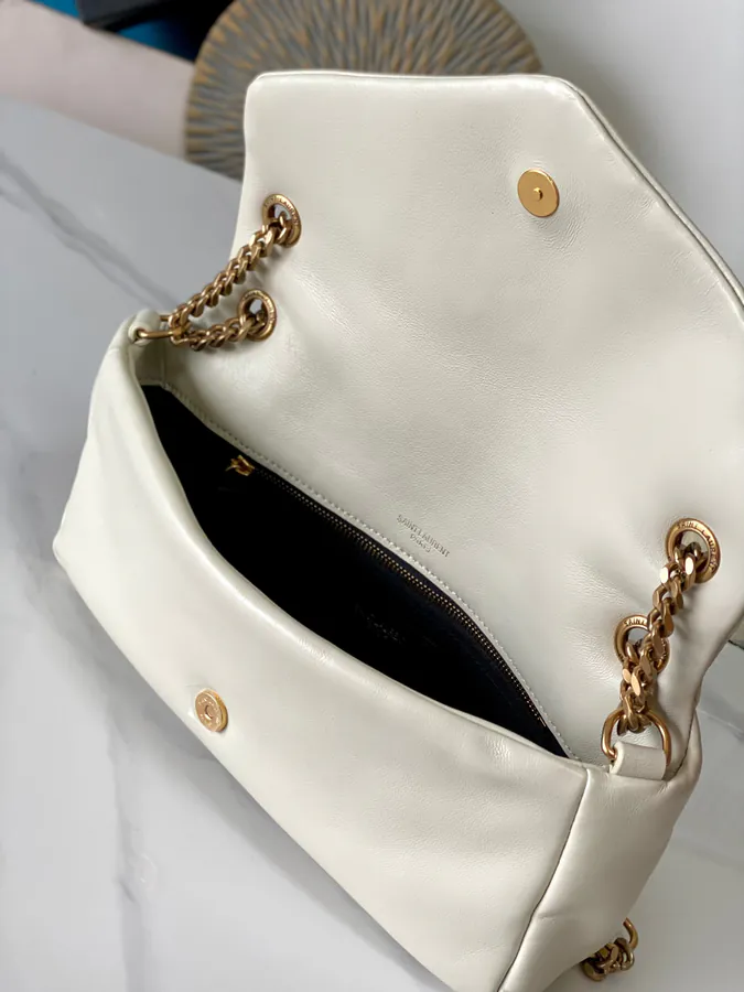 Calyposo Chain Bag Italian Lamb Leather, Y Brand Logo and Hardware
