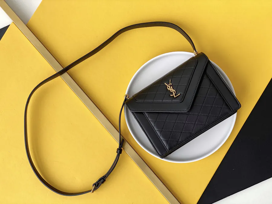 GABY Mini Envelope Bag Italian Lamb Leather, Full Leather, Metal Logo, Detachable Straps