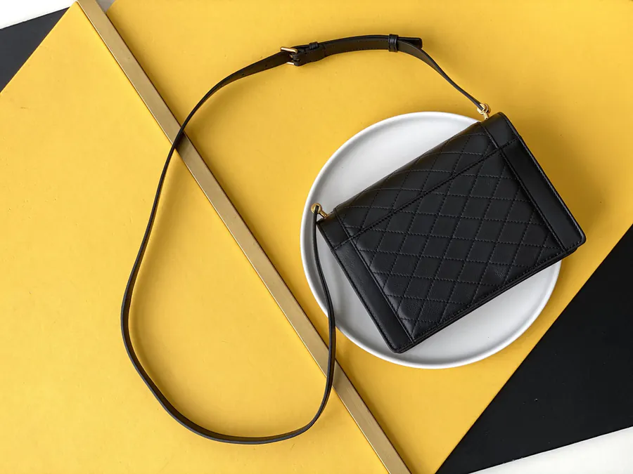 GABY Mini Envelope Bag Italian Lamb Leather, Full Leather, Metal Logo, Detachable Straps