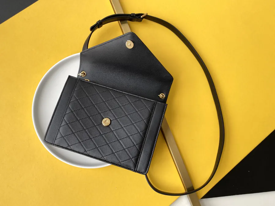 GABY Mini Envelope Bag Italian Lamb Leather, Full Leather, Metal Logo, Detachable Straps