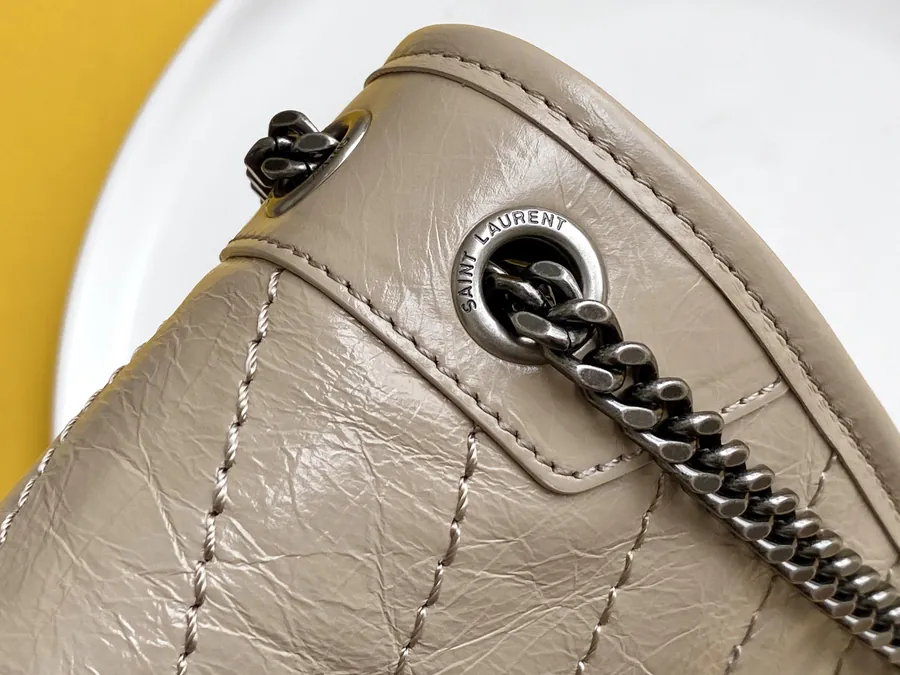 YSL Saint Laurent Premium Original Calfskin Series P680 Mini Clutch with Silver Chain and D Clasp
