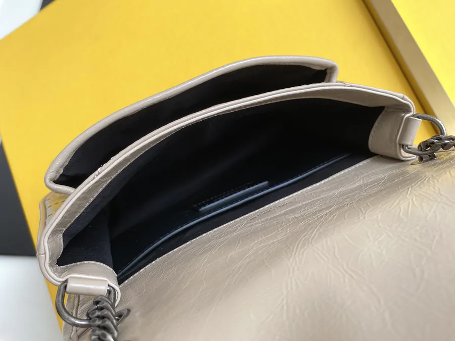 YSL Saint Laurent Premium Original Calfskin Series P680 Mini Clutch with Silver Chain and D Clasp