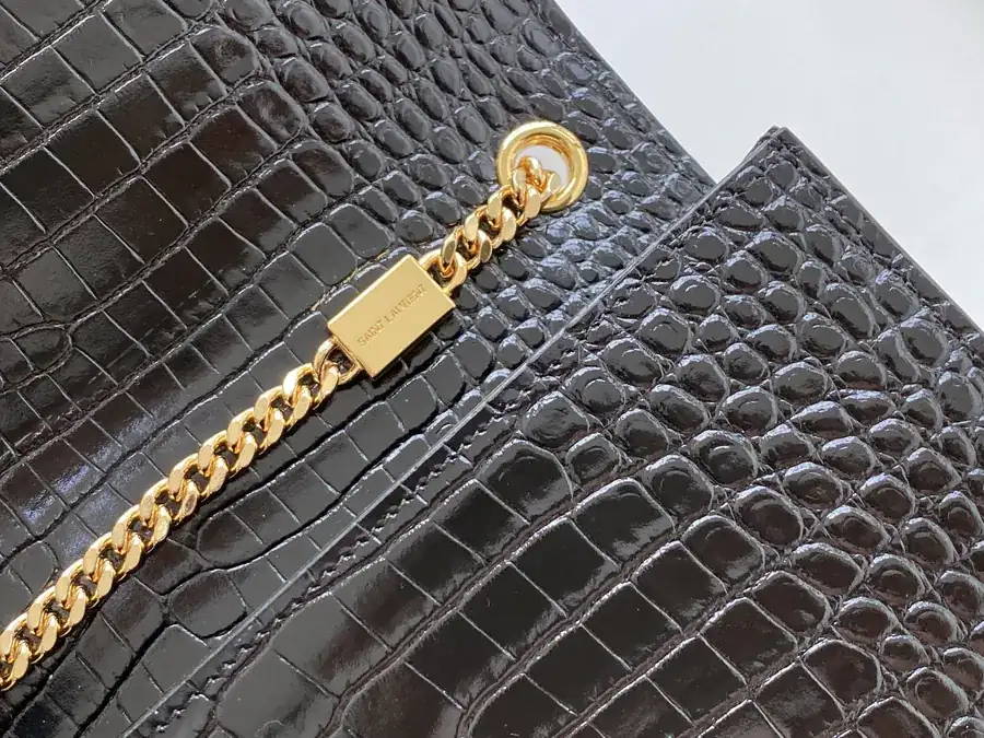 YSL Saint Laurent Premium Original Calfskin Series KATE 24cm Crocodile Pattern Tassle