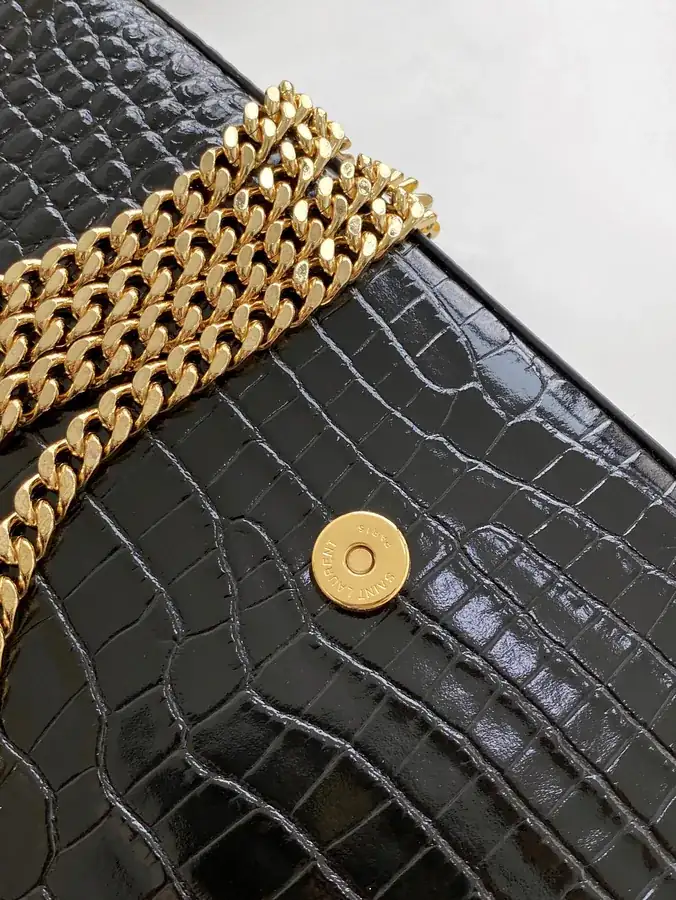 YSL Saint Laurent Premium Original Calfskin Series KATE 24cm Crocodile Pattern Tassle