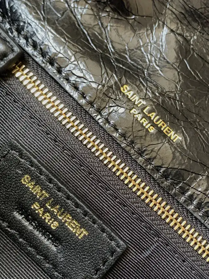 YSL Saint Laurent Premium Original Calfskin Series P720 Black Gold Chain Medium Backpack with D Clasp
