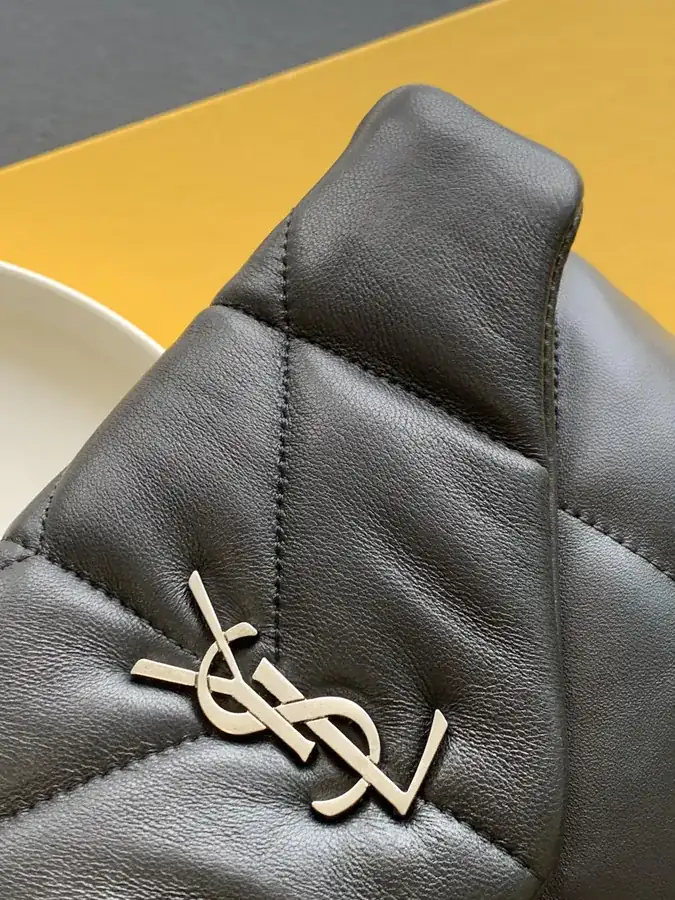YSL LOULOU PUFFER Mini Size Silver Chain Black Leather Bag