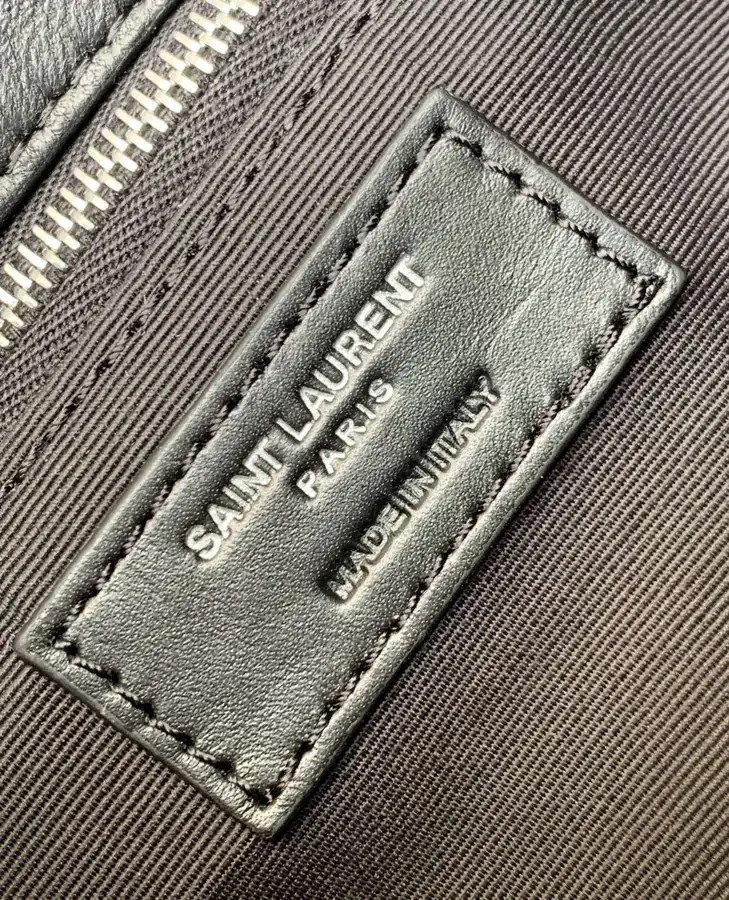 YSL LOULOU PUFFER Mini Size Silver Chain Black Leather Bag