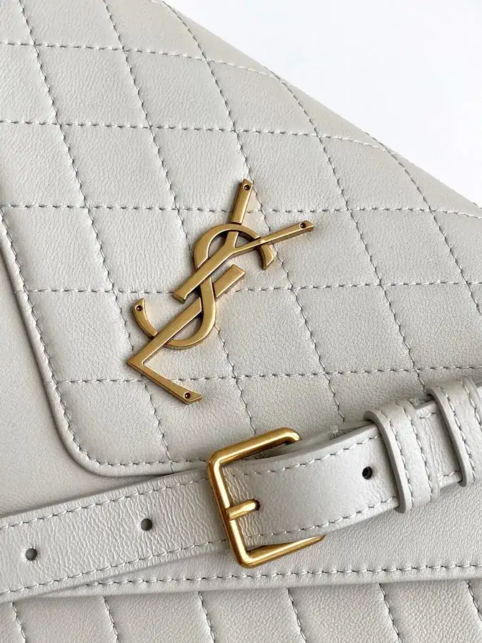 YSL Saint Laurent Premium Original Leather Square Checkered Briefcase