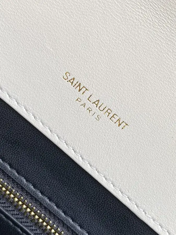 YSL Saint Laurent Premium Original Leather Square Checkered Briefcase