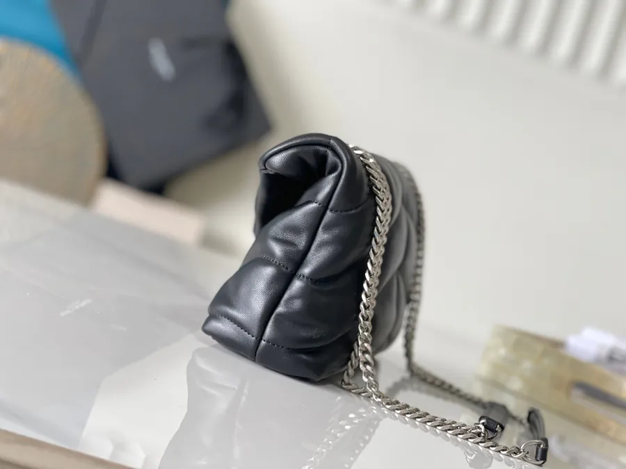 Loulou Puffer Mini Black 2023 New Version with Double Chain