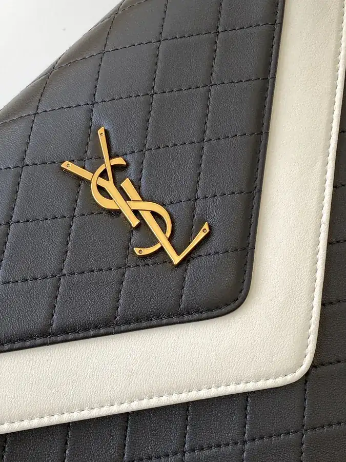 YSL Premium Original Leather Square Checkered Briefcase