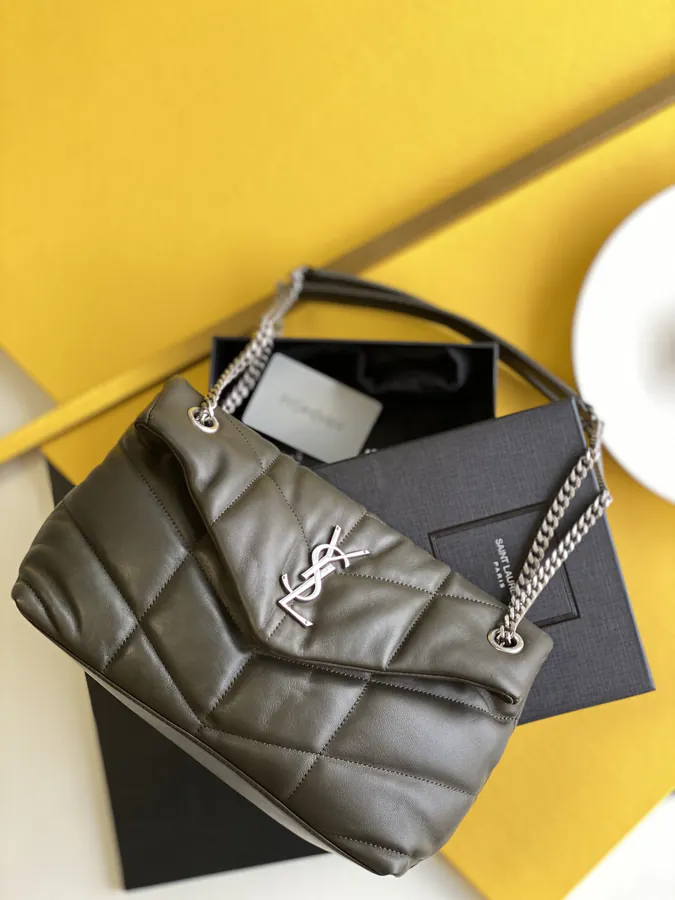 YSL Cloud Bag Silver Chain Dark Green