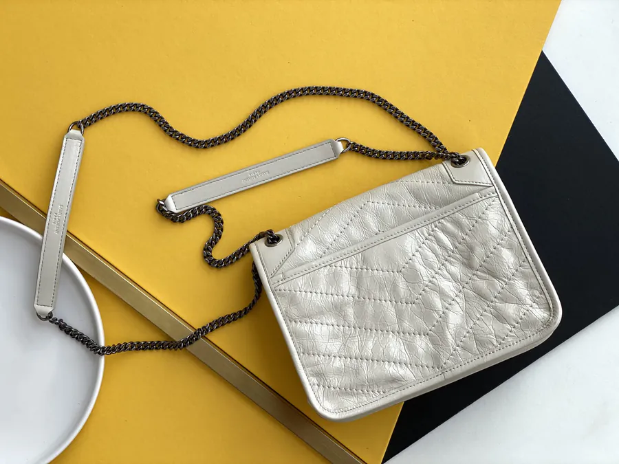 Niki Mini Bucket Bag Silver Chain Handle with D Clasp