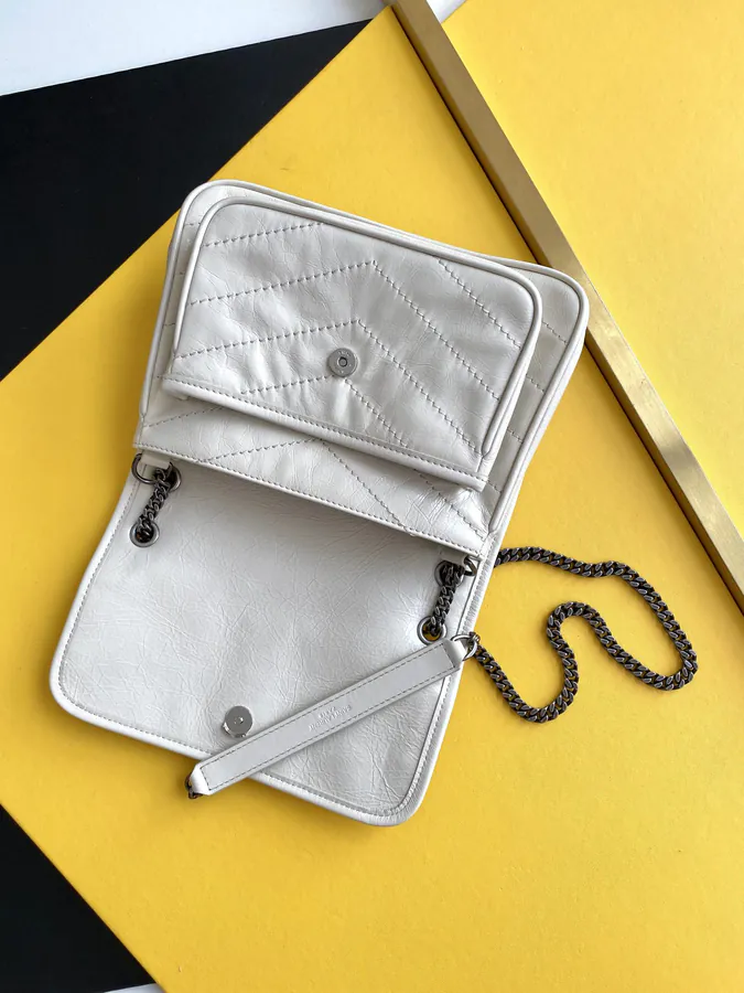 Niki Mini Bucket Bag Silver Chain Handle with D Clasp