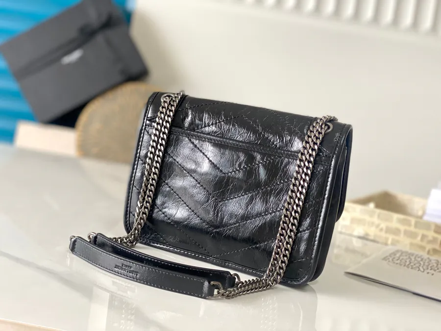 Niki Black Silver Chain Mini Bag with D Rings