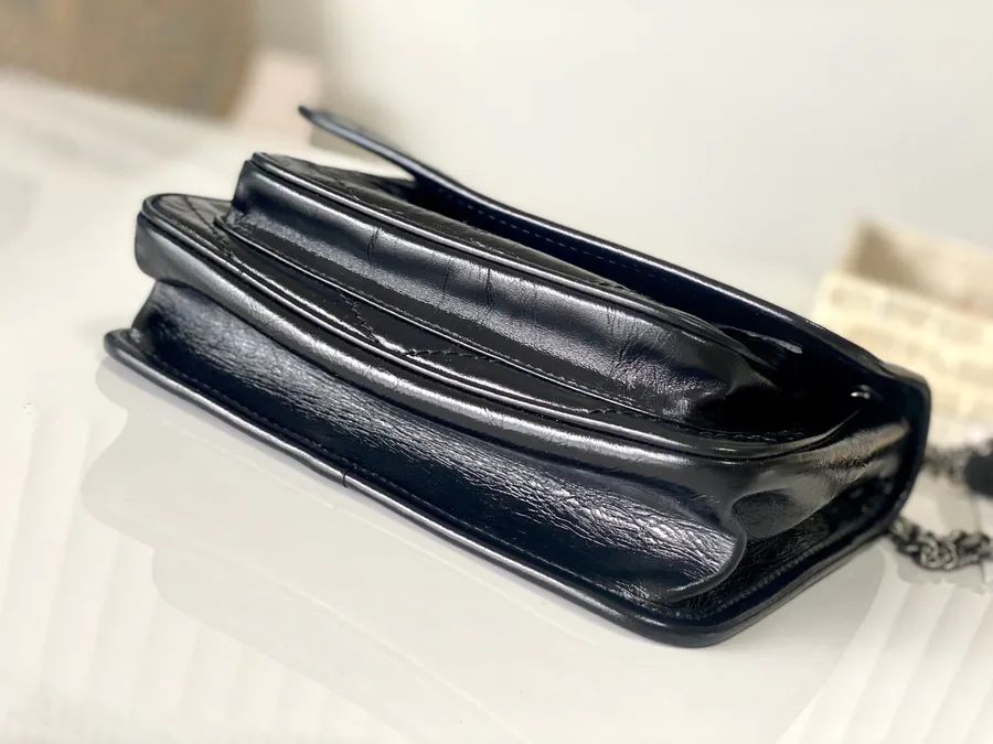 Niki Black Silver Chain Mini Bag with D Rings
