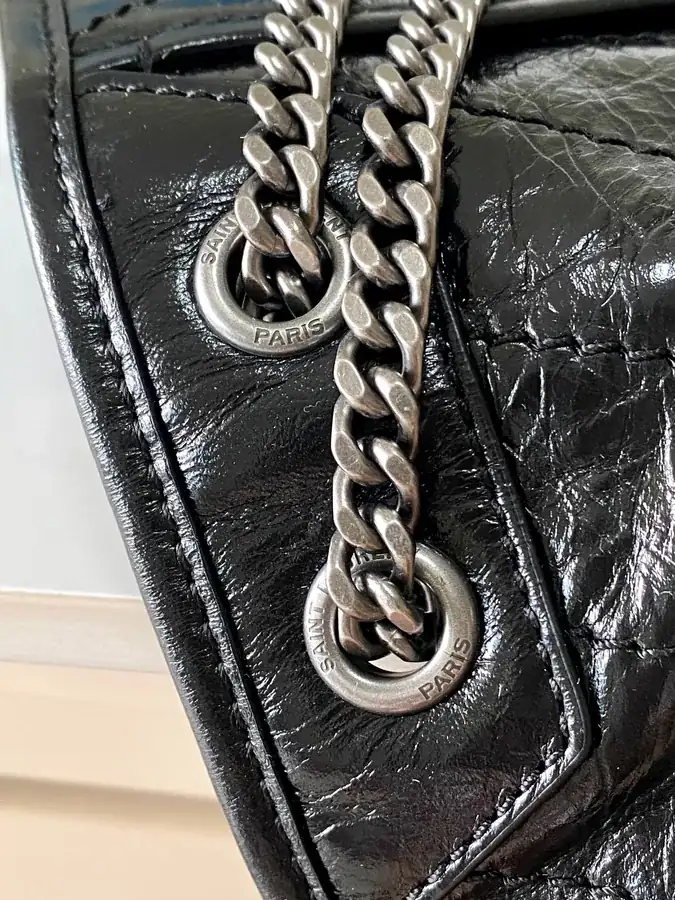 Niki Black Silver Chain Mini Bag with D Rings