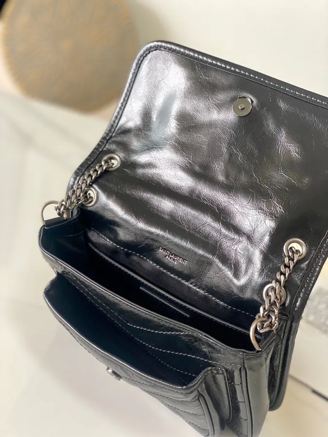 Niki Black Silver Chain Mini Bag with D Rings