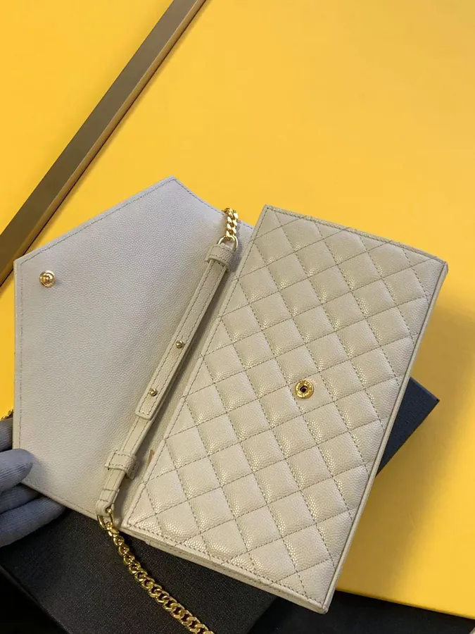 YSL Saint Laurent Monogram Grained Calfskin Envelope Bag