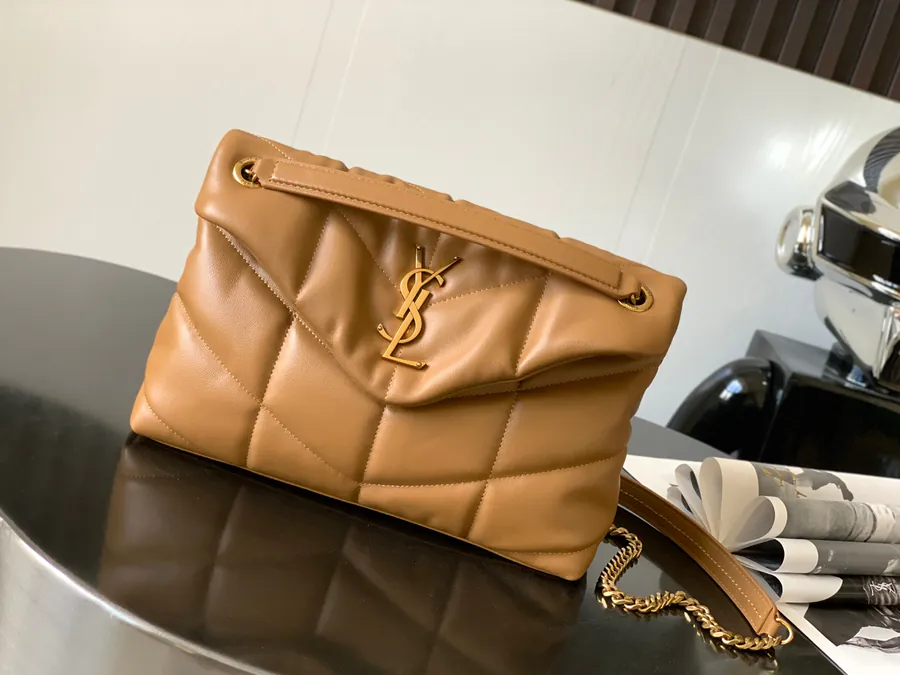 LOULOU PUFFER Brown Calfskin Medium Handbag