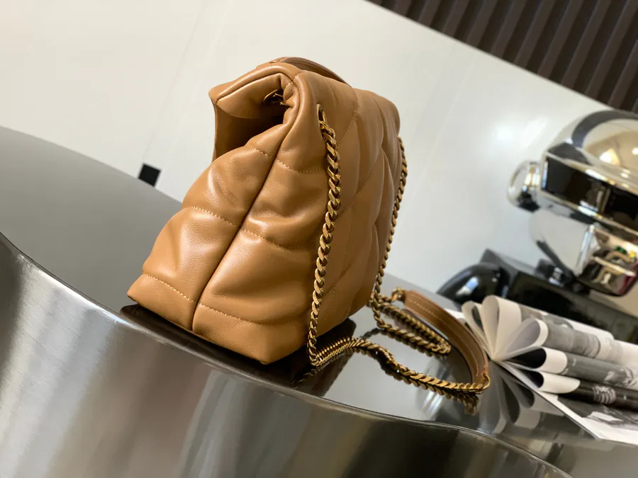 LOULOU PUFFER Brown Calfskin Medium Handbag