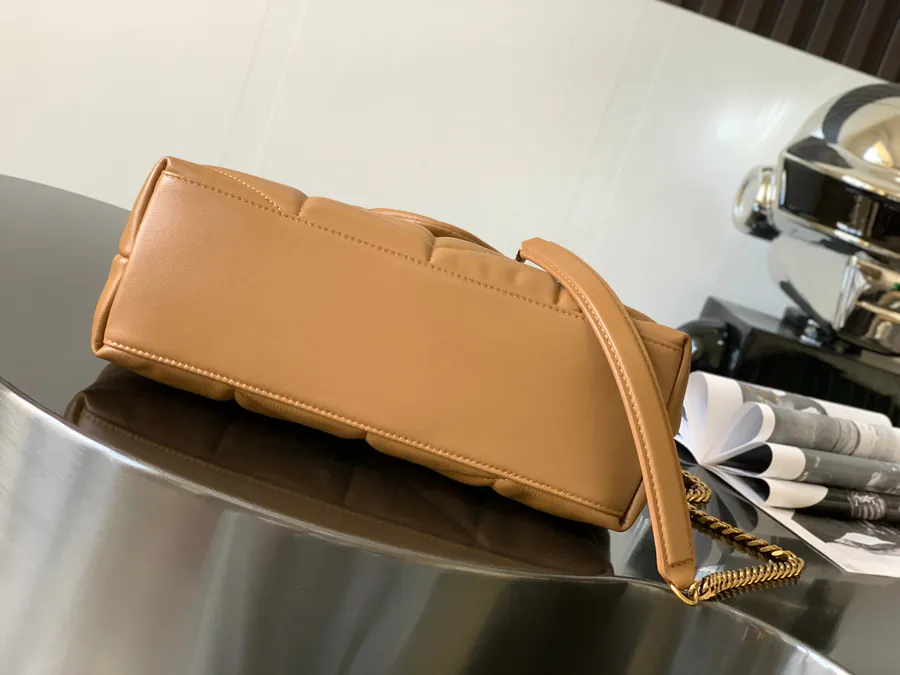 LOULOU PUFFER Brown Calfskin Medium Handbag