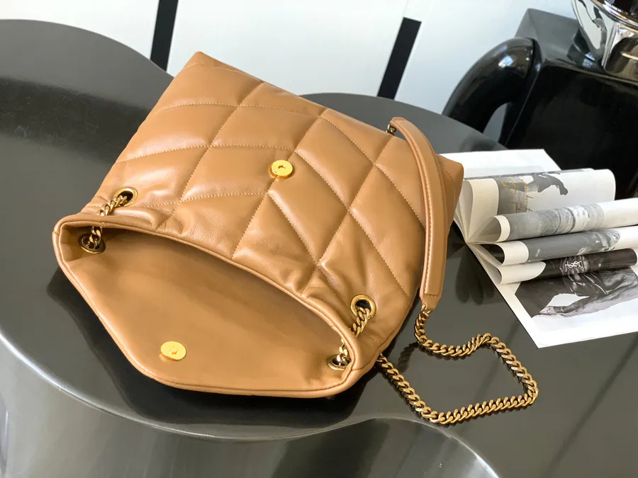 LOULOU PUFFER Brown Calfskin Medium Handbag
