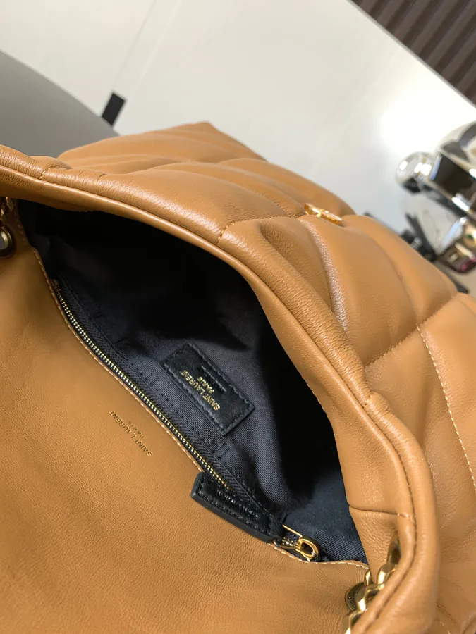 LOULOU PUFFER Brown Calfskin Medium Handbag
