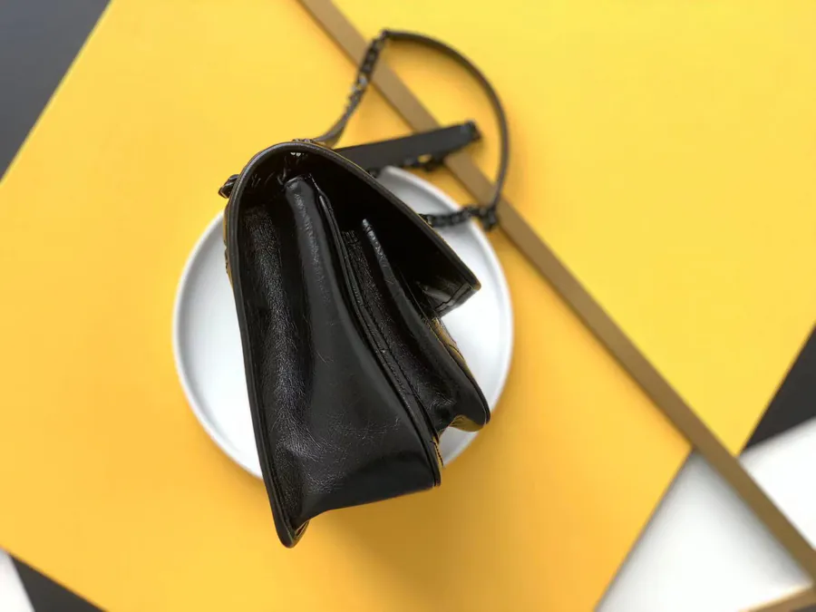Niki Bucket Bag Black Grained Calfskin with D Rings, Medium Size