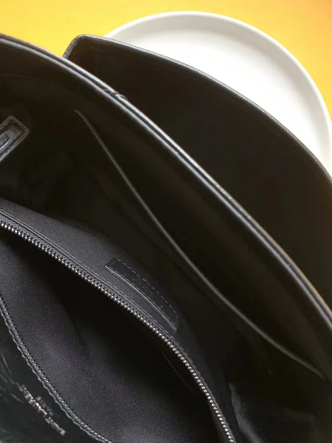 Niki Bucket Bag Black Grained Calfskin with D Rings, Medium Size