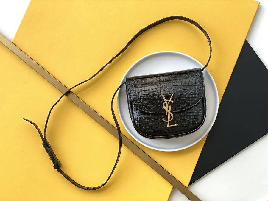 KAIA Small Retro Bucket Bag with Gold YSL Clasp