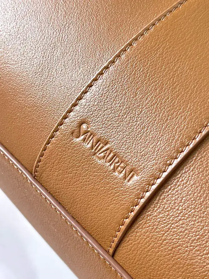 Y Brand Bucket Bag in Brown Calfskin