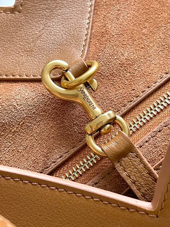 Y Brand Bucket Bag in Brown Calfskin
