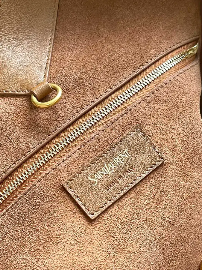 Y Brand Bucket Bag in Brown Calfskin
