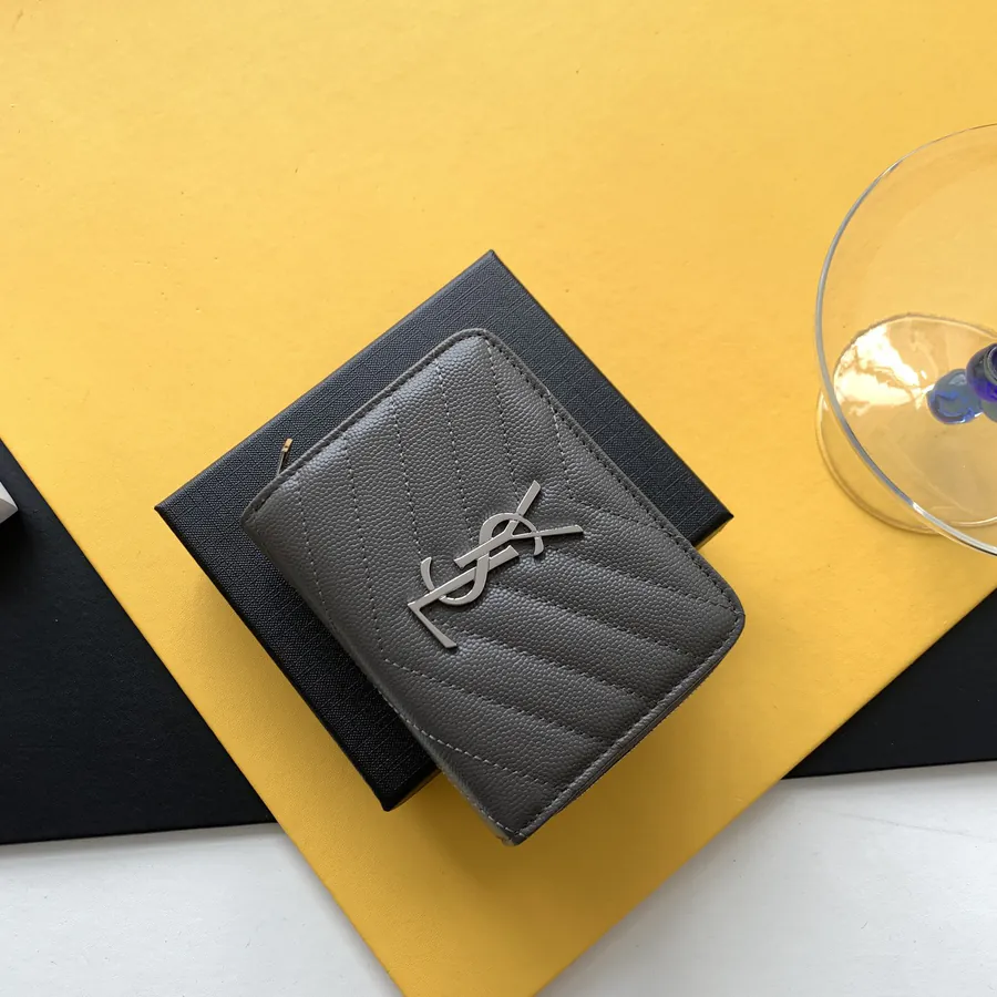 YSL Saint Laurent Premium Wallet Compact Zippered Card Holder