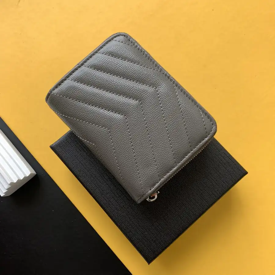 YSL Saint Laurent Premium Wallet Compact Zippered Card Holder