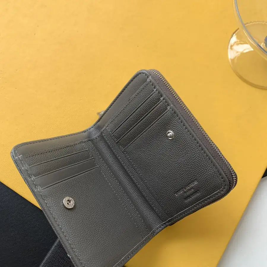 YSL Saint Laurent Premium Wallet Compact Zippered Card Holder