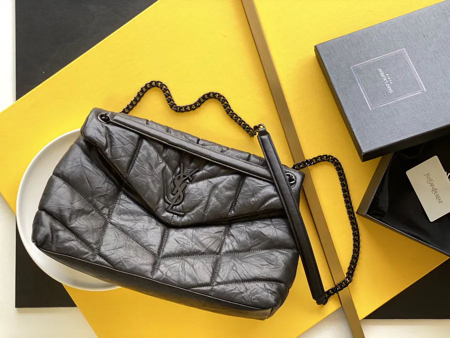 YSL LOULOU PUFFER Premium Original Calfskin Large Bag