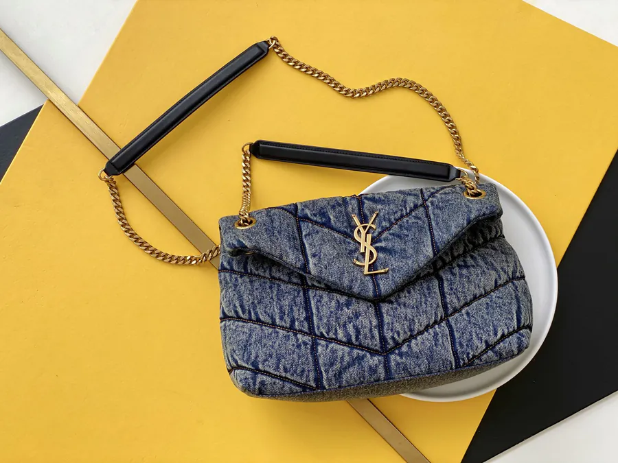 LOULOU PUFFER Premium Leather with Silver Chain Closure