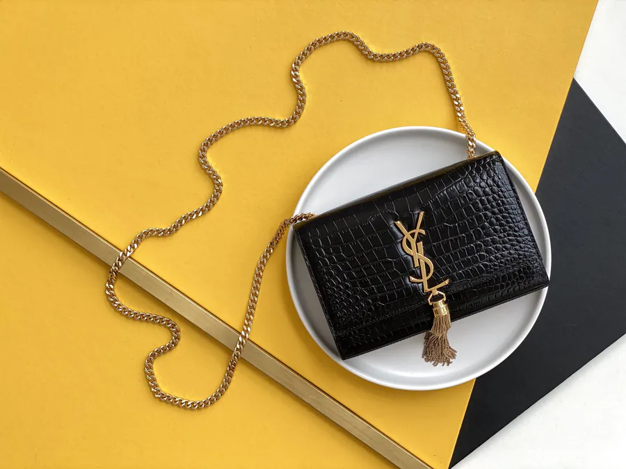 YSL Saint Laurent Premium Original Calfskin Chain Clutch